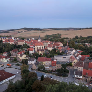 Mansfeld town aerial view from the castle.